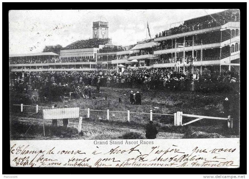 Grand Stand Ascot Races - Champs De Course - Huge Crowd - 1905 - Back Is Stamped And Written - Autres & Non Classés