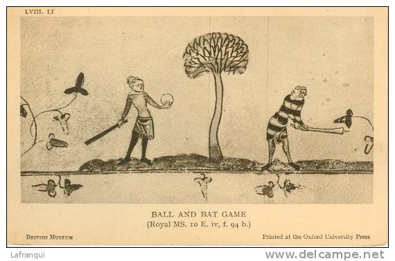 SPORTS Divers -ref  183-british Museum -ball And Bat Game -  -carte Bon Etat - - Baseball