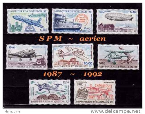 SPM ~ Lot  Aerien 64 à 71   Neuf ** (sans Trace)1987 / 1992= 8 Valeurs X X - Unused Stamps