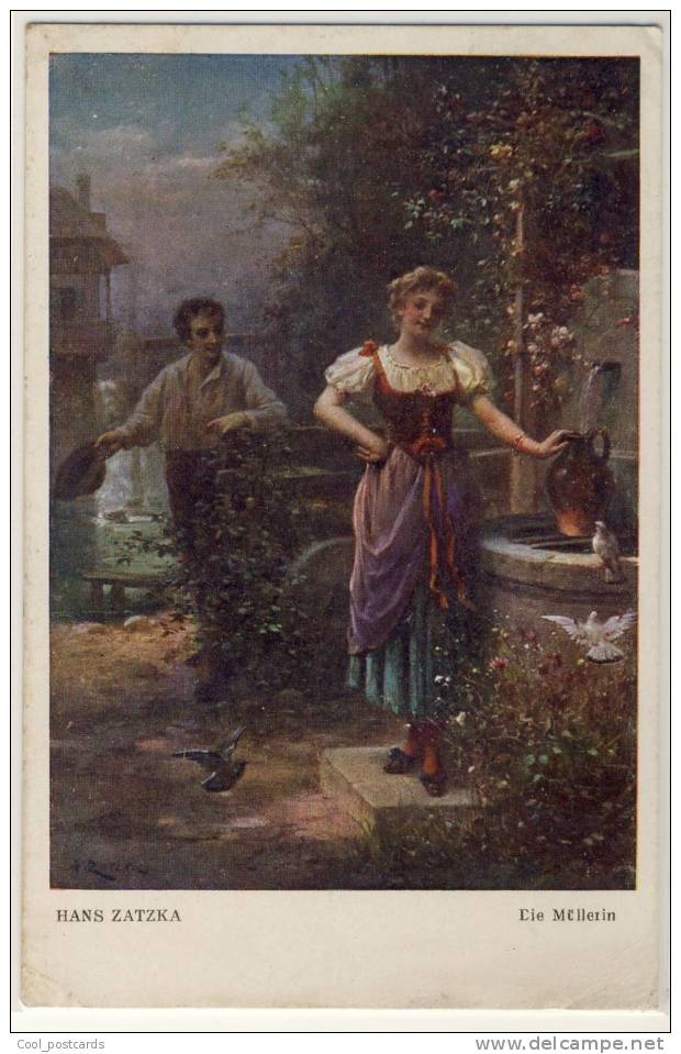 ZATZKA  HANS  Young Man Talking To Woman At Well, Muellerin  W.R.B. & Co. No 628, Feldpost - Zatzka