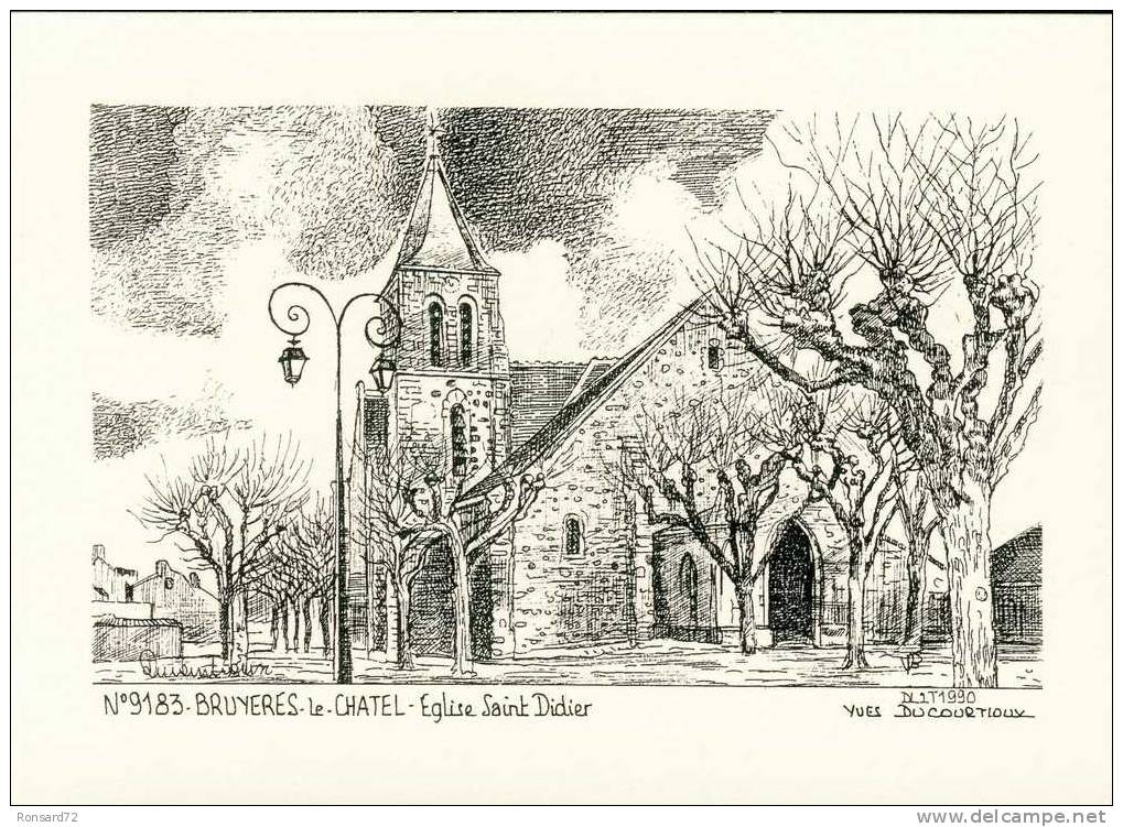 91 BRUYERES-Le-CHATEL - Eglise Saint Didier  - Illustration Yves Ducourtioux - Bruyeres Le Chatel