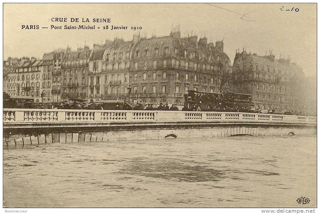 75  PARIS  PONT SAINT  MICHEL    CRUE  DE LA SEINE 28 JANVIER 1910     C1886 - Inondations De 1910