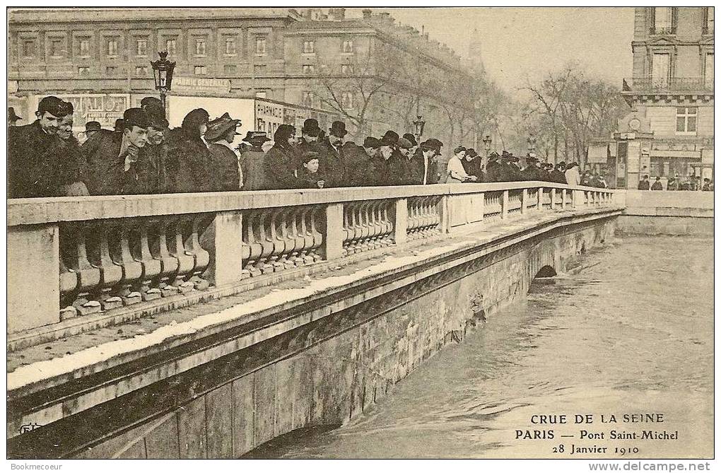 75  PARIS  PONT SAINT  MICHEL    CRUE  DE LA SEINE 28 JANVIER 1910     C1888 - Inondations De 1910