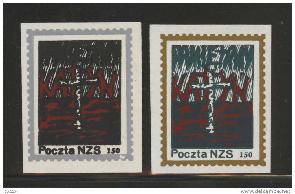 POLAND SOLIDARNOSC SOLIDARITY (POCZTA NZS) KATYN WE REMEMBER MASSACRE(SOLID1242/0891) World War II WW2 Soviet USSR ZSSR - Solidarnosc Labels