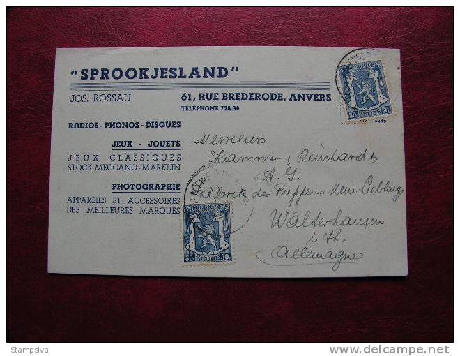 == Belgien , Card 1937 - Briefe U. Dokumente