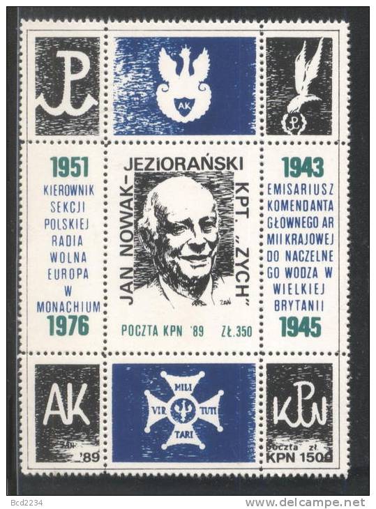 POLAND SOLIDARNOSC (KPN) 1989 CAPTAIN JAN NOWAK JEZIORANSKI Aka  ZYCH MS (SOLID1313A/0058A) WW2 Writer Author - Solidarnosc Labels