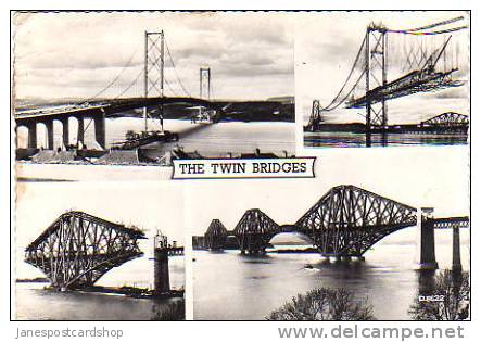 THE TWIN BRIDGES - Forth Bridges Multi-View PCd - Real Photos - Midlothian - Scotland - Midlothian/ Edinburgh