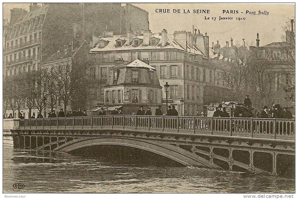 75  PARIS PONT SULLY  CRUE DE LA SEINE  LE 27 JANVIER 1910   C 1892 - Inondations De 1910