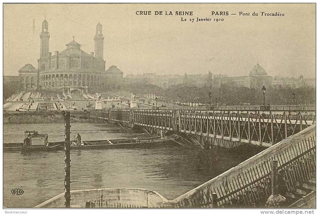 75  PARIS PONT DU TROCADERO  CRUE DE LA SEINE  LE 27 JANVIER 1910   C 1894 - Inondations De 1910