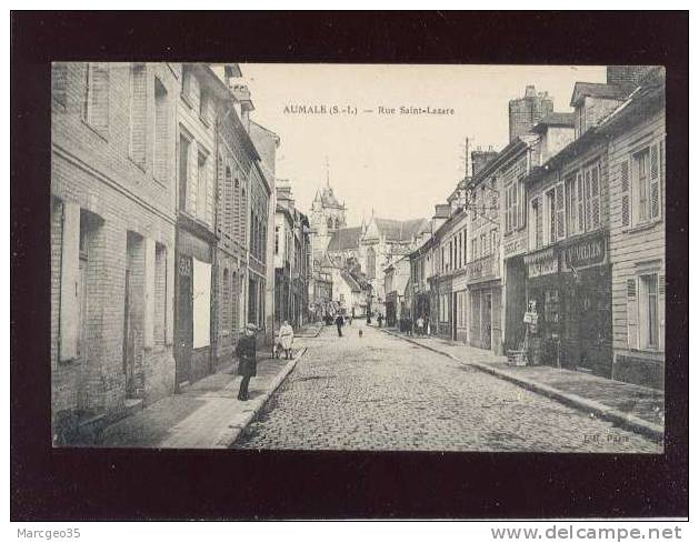 Aumale Rue Saint Lazare édit.l'H. Paris Animée Magasins , Villin , Normand , ...belle Carte - Aumale