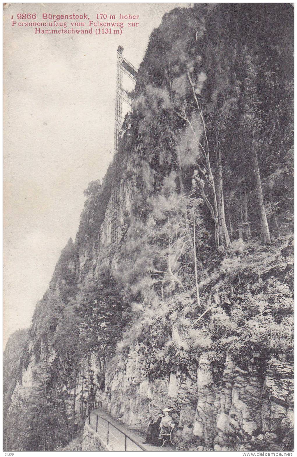 BURGENSTOCK. 170m Hoher Personenaufzug Vom Felsenweg Zur Hammetschwand. (1131m) - Zugo