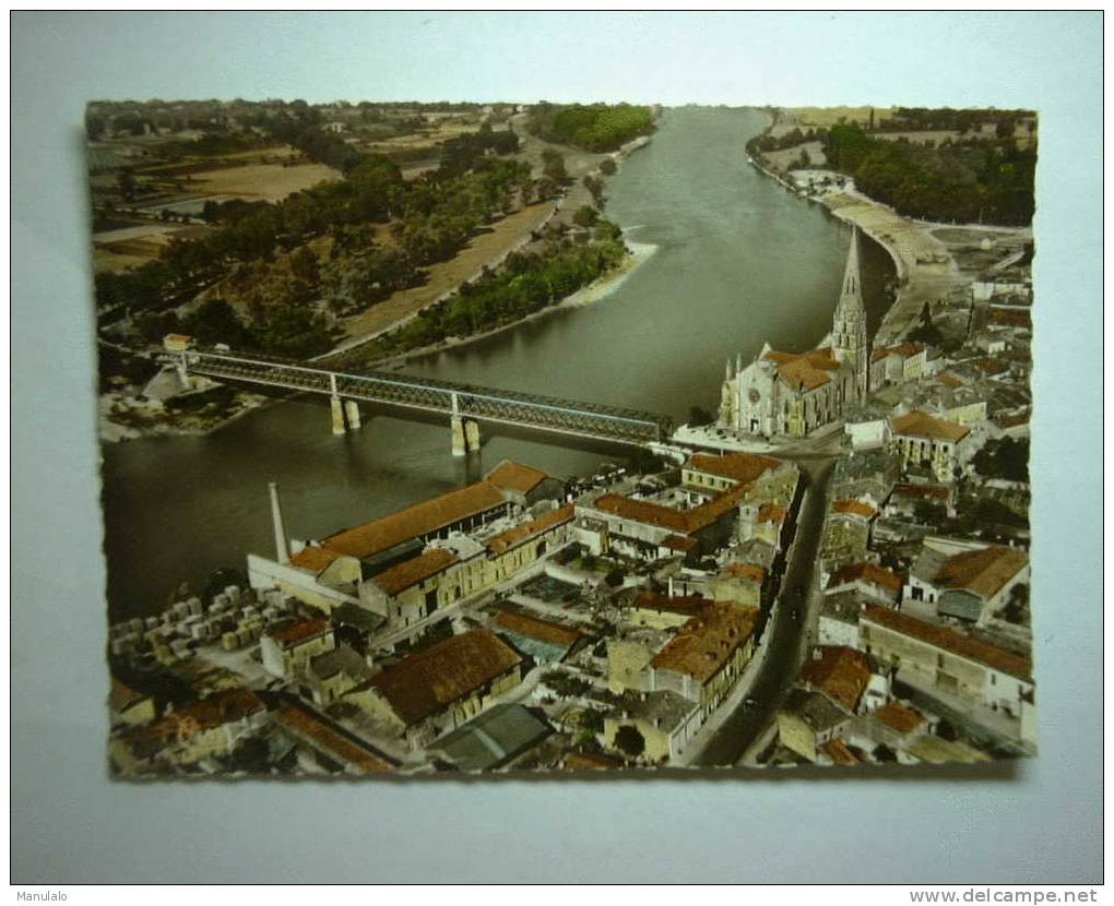 D 33 - Langon - Vue Aérienne - Le Pont Routier, L´eglise Et La Garonne - Langon