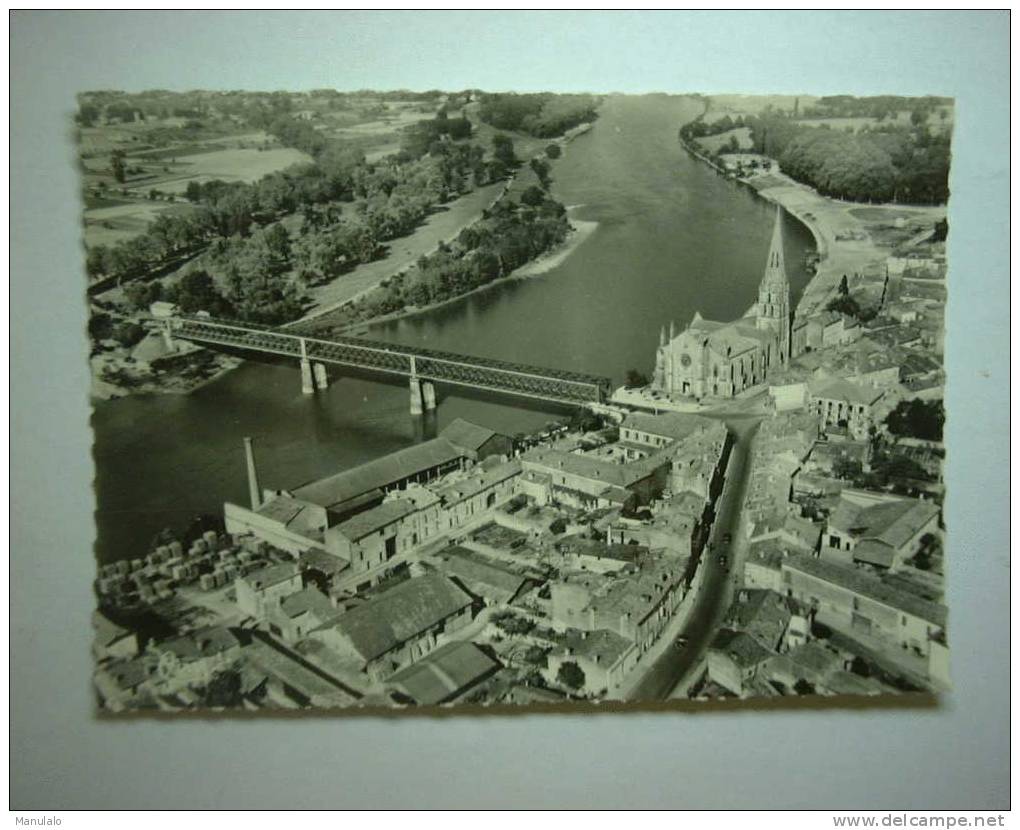 D 33 - Langon - Vue Aérienne - Le Pont Routier, L´eglise Et La Garonne - Langon