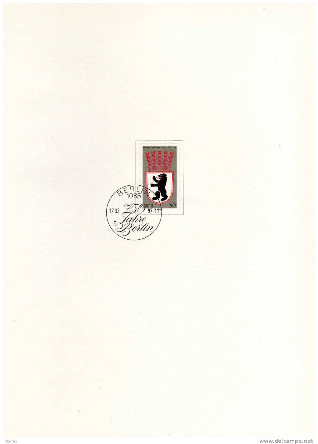 Gedenkblatt 750 Jahre Berlin Jubiläum 1987 DDR 2817/1 ** Plus GBl.298/1 SST 12€ Wappen Waps Documentation Set Bf Germany - 1er Día – FDC (hojas)