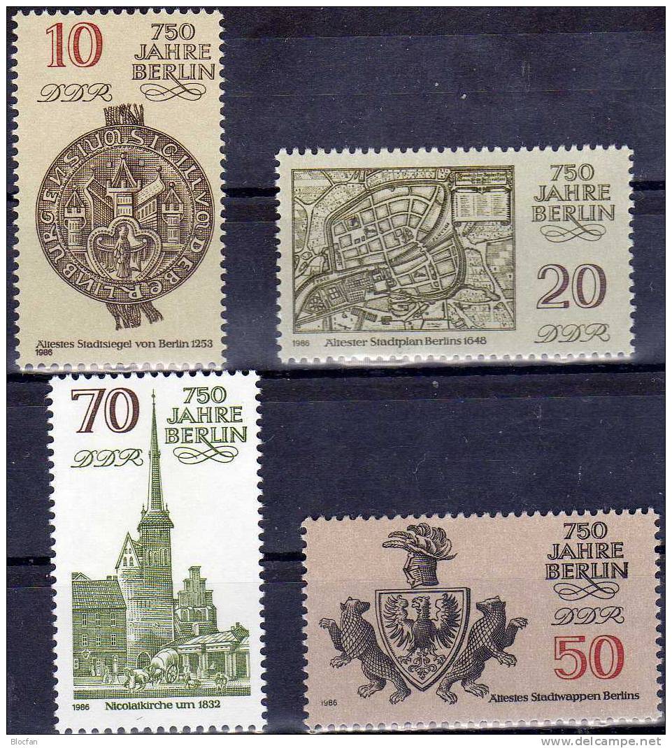 Gedenkblatt 1986 Jubiläum 750 Jahre Berlin 3023/6, Block 84 ** Plus GBl.298/4 SST 16€ Architectur Set From Germany - 1er Día – FDC (hojas)