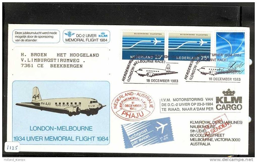 Luchtpost LONDON-MELBOURNE 1934 UIVER MEMORIAL (1125) - Airmail