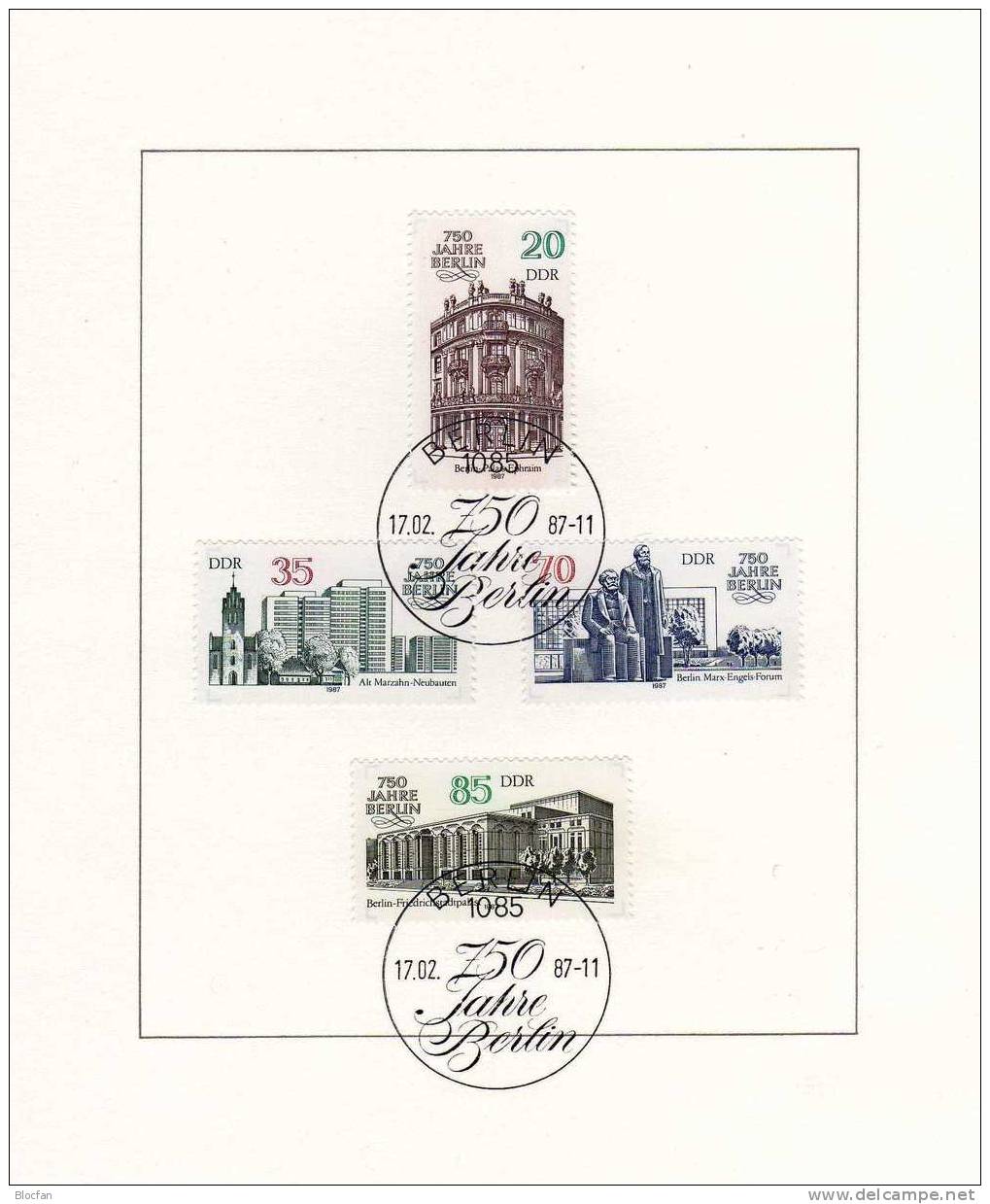 Gedenkblatt 750 Jahre Berlin 1987 DDR 3071/8 ** Plus GBl.298/5 SST 14€ Document From Germany - 1st Day – FDC (sheets)