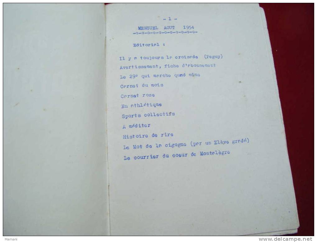 Bulletin De Liaison 29e Bataillon -mensuel Aout 1954-allons Y Gaiement-- - Autres & Non Classés