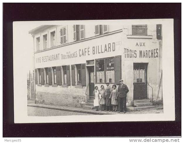 Kremlin Bicêtre Carte-photo Café "maison Billard "aux Trois Marches Rue Du Kremlin Animée Belle Carte - Kremlin Bicetre