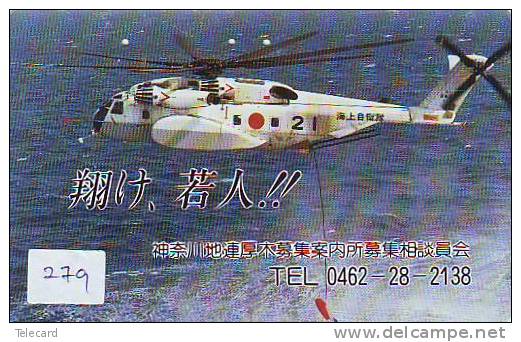 Télécarte Japon Hélicoptère (279) HELICOPTER - CHOPPER - Hubschrauber - HELICÓPTERO - Elicottero - Avion - Aviones