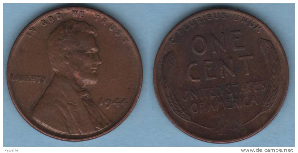 USA - COIN 1 ONE CENT 1944  LINCOLN - 1909-1958: Lincoln, Wheat Ears Reverse