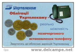 # UKRANIA A34 Coins And Telephone 1680 Puce? -pieces,coins-  Bon Etat - Ukraine