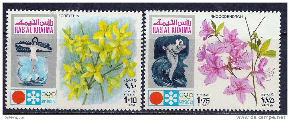 ARABIE DU SUD-EST - RAS AL KHAIMA - Yvert - PA 89** ( 2 Valeurs ) - Cote 1,75 € - Winter 1972: Sapporo