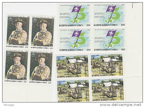 Cyprus-1982 75th Anniversary Scouting Set Block Of 4 MNH - Other & Unclassified