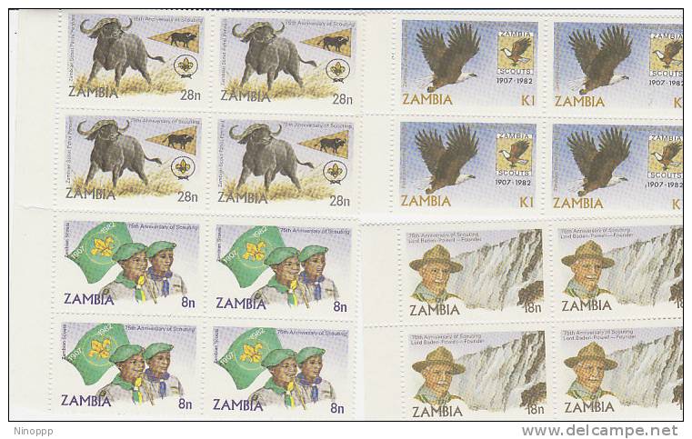 Zambia-1982 75th Anniversary Of Scouting Set Block Of 4 MNH - Other & Unclassified