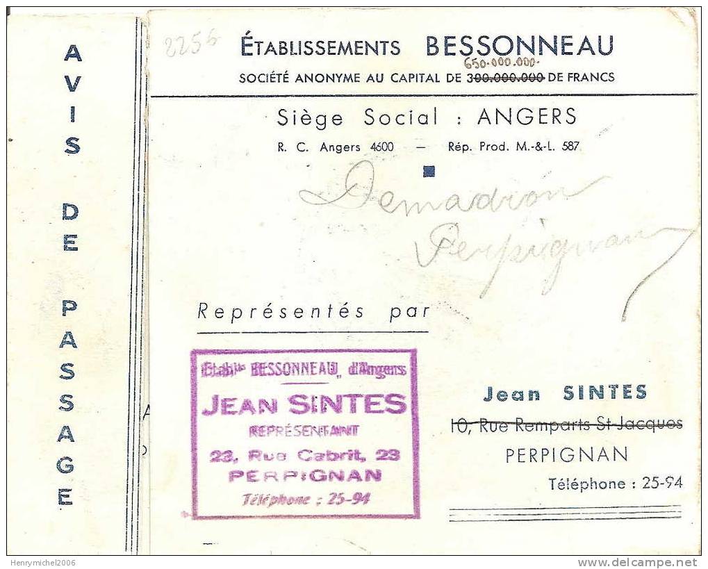 Vue Aérienne Des Usines D'angers établissement Bessonneau (avis De Passage Jean Sintes Represantant Perpignan) - Angers