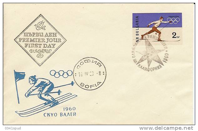 Jeux Olympiques 1960 Squaw Valley  FDC  Bulgarie Ski De Fond  Sci Fondo - Inverno1960: Squaw Valley