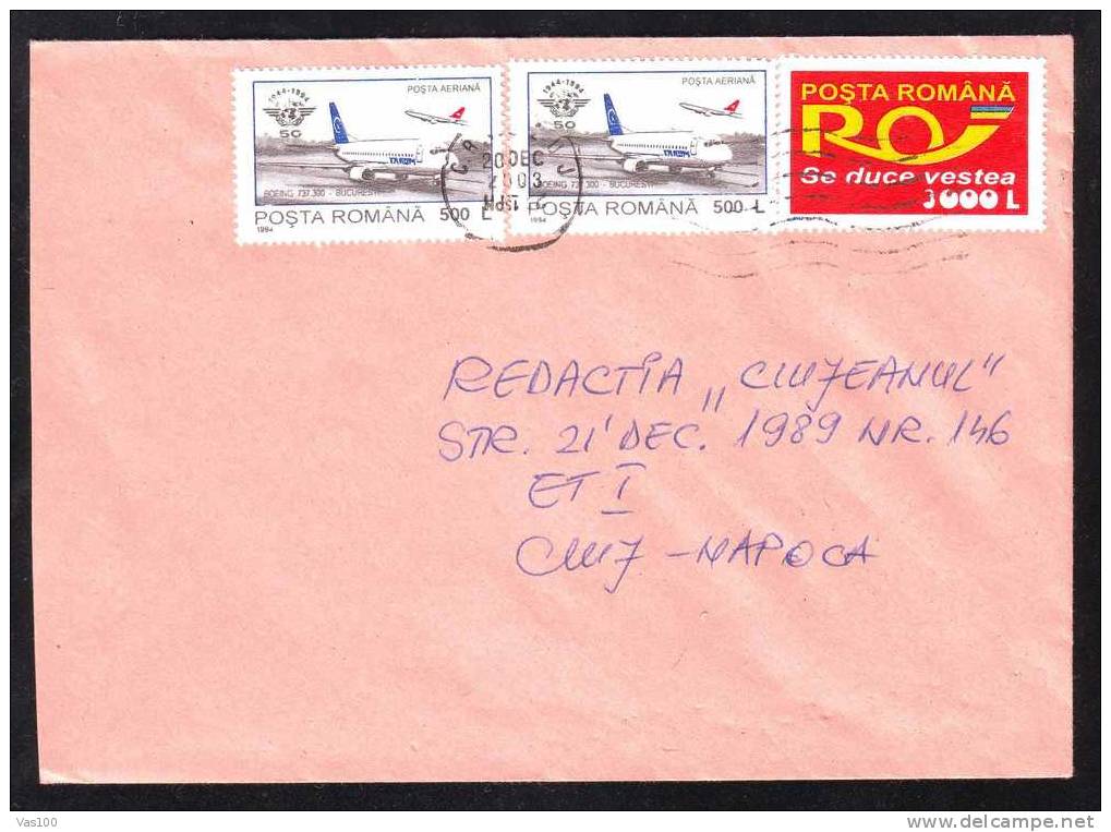 Nice Franking 3 Stamp Services Of Post Airplane 2003 On  Cover. - Briefe U. Dokumente
