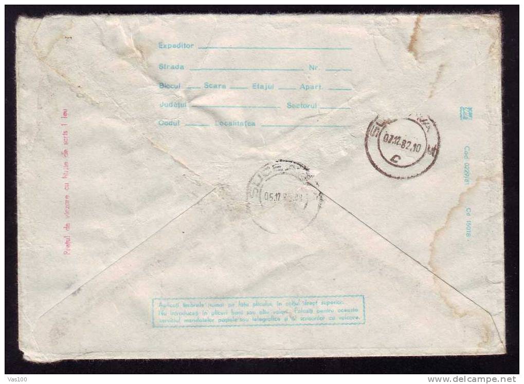 Registred Cover Stationery Nice Franking 3 Stamp1982. - Lettres & Documents