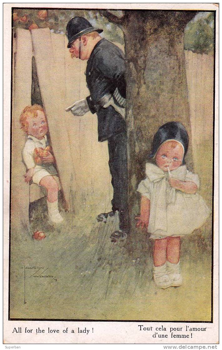 LAWSON WOOD : FOR THE LOVE OF A LADY ! - OFFICIER DE POLICE Et ENFANTS / POLICE OFFICER And CHILDREN ~ 1920 (c-888) - Wood, Lawson