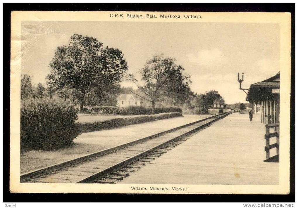 C.P.R. Station, Bala, Muskoka, Ontario Canada. "Adams Muskoka Views" - Muskoka