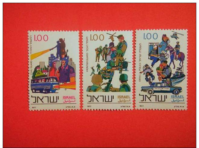 ISRAEL, 1977, MNH, National Police Force.Issued 16 Aug1977 Complete Set With Leaflet - Other & Unclassified