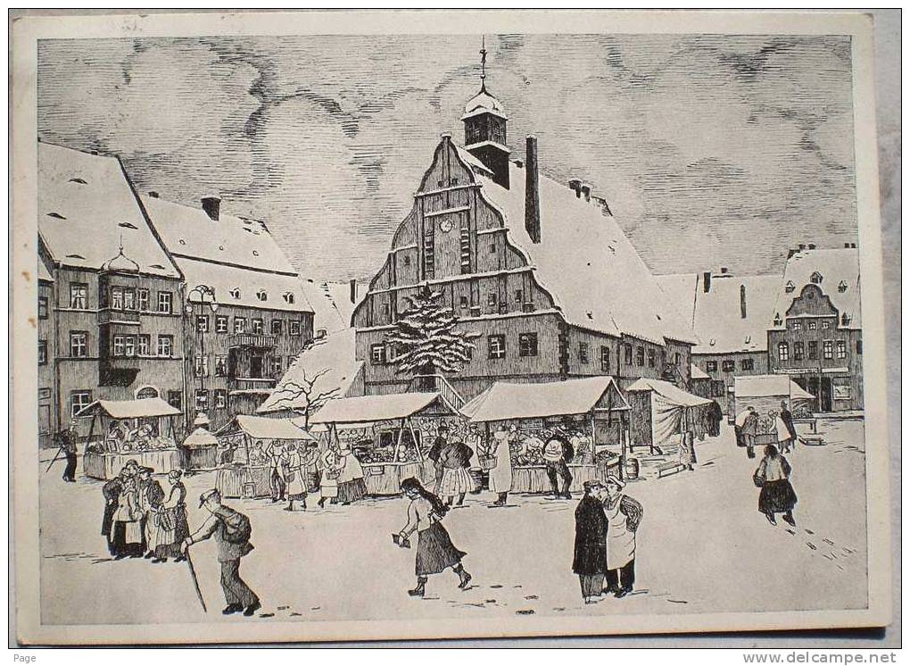 Grimma,Grimmaer Heimatkarte,Der Markt Im Schnee,Künstlerkarte,Ellen Göldner-Bargmann,1939, - Grimma