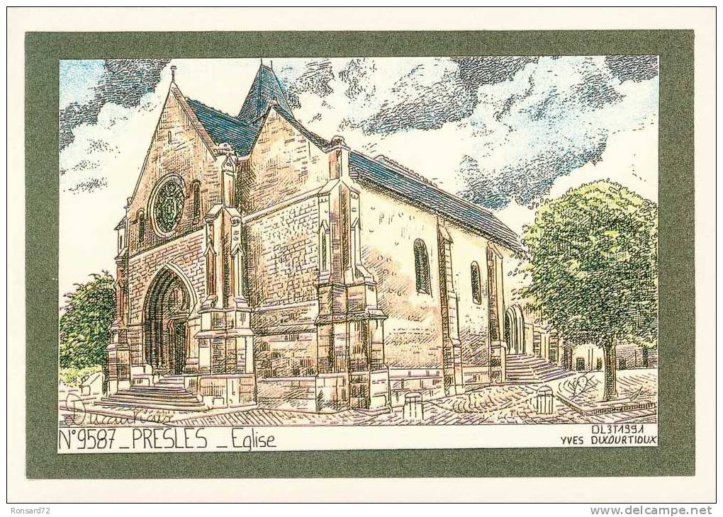 95 PRESLES - Eglise  - Illustration Yves Ducourtioux - Presles