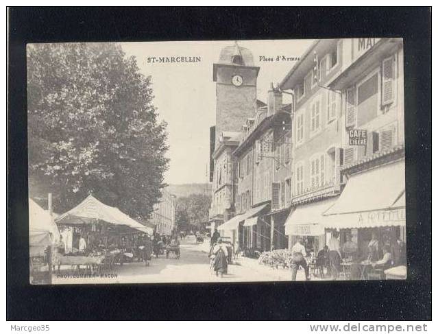 Saint Marcellin Place D'armes édit.combier Animée Café De L'isère , Dufeux   Belle Carte - Saint-Marcellin