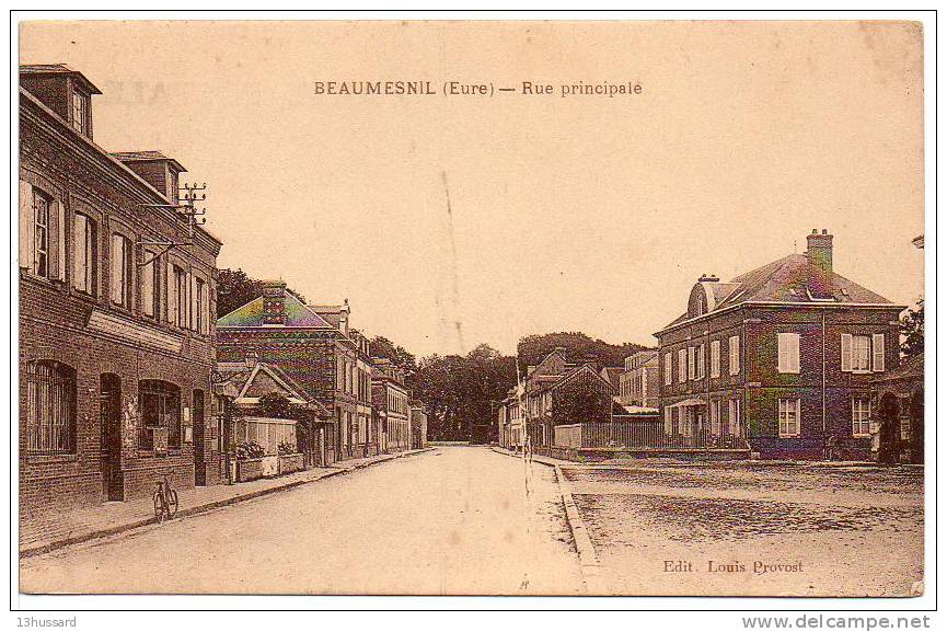 Carte Postale Ancienne Beaumesnil - Rue Principale - Beaumesnil