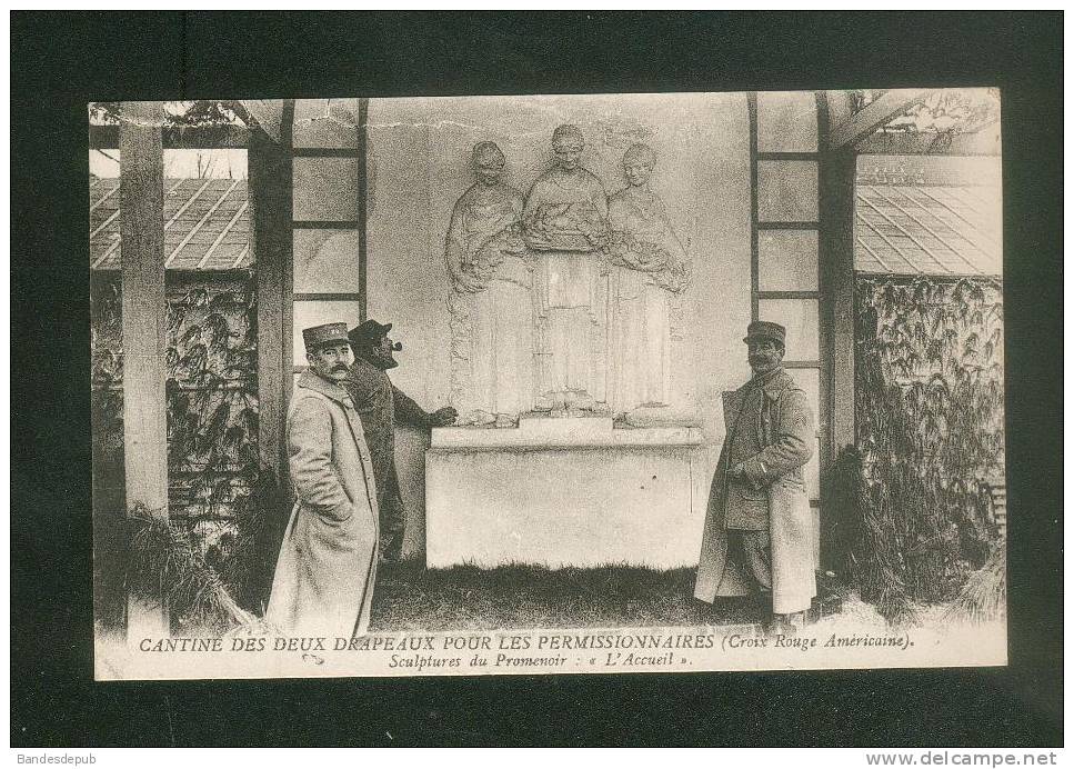 Militaria - Cantine Des Deux Drapeaux Pour Les Permissionnaires ( Croix Rouge Américaine ) - Sculptures Du Promenoir - Rotes Kreuz