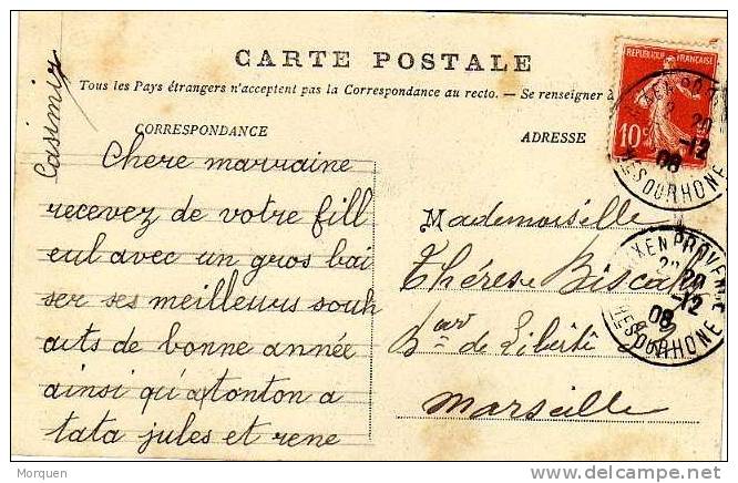 Postal Aix En Provence (H. Rhone) 1908 - Covers & Documents