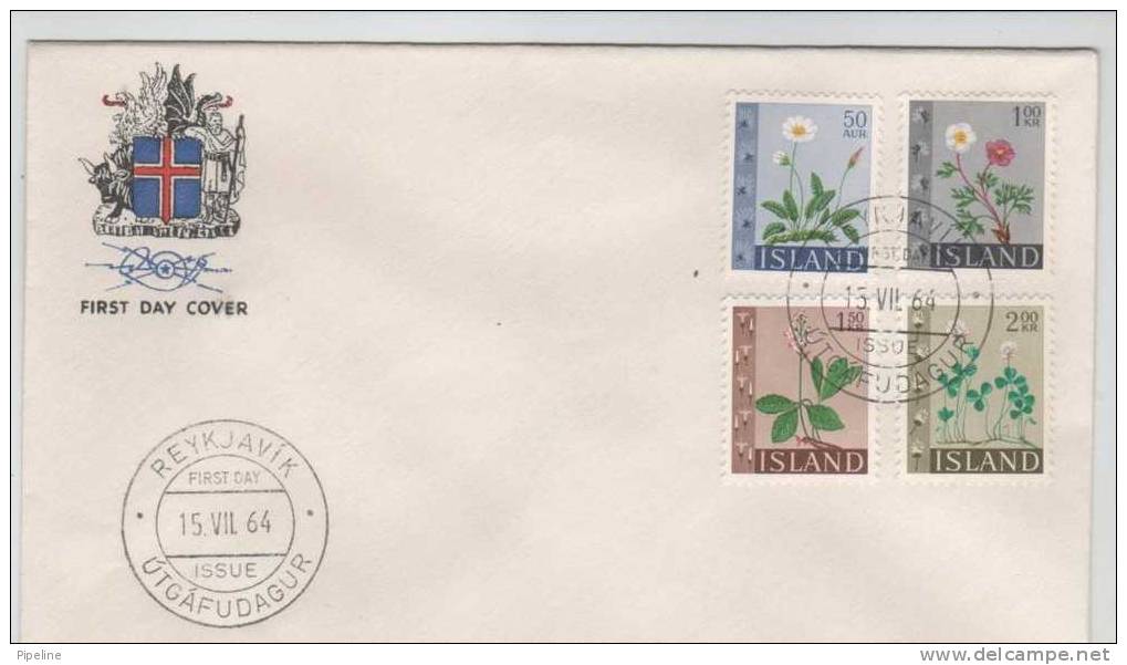 Iceland FDC Complete Set Of 4 FLOWERS 15-7-1964 - FDC