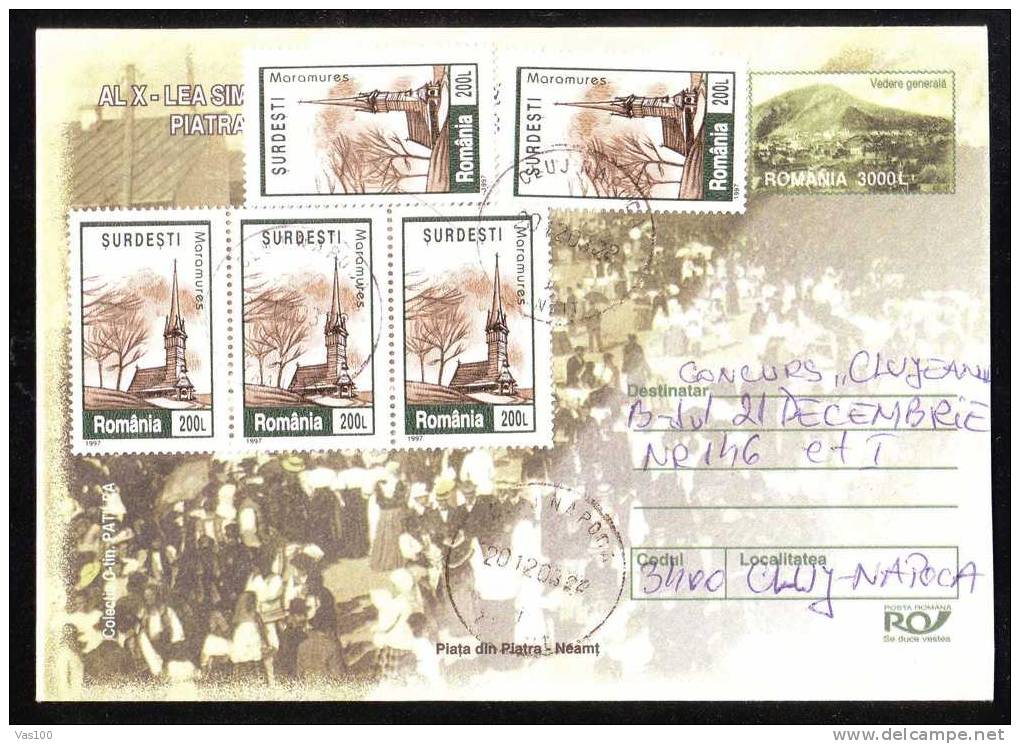 Arhitecture Surdesti 5 Stamp On Cover Sent Loco Cluj,vey Rar Franking Only Face Value 4000 Lei!! - Covers & Documents
