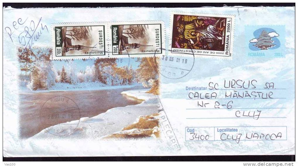 RRR Franking 2003 Face Value Only 4400 Lei !! Registred Cover!! - Lettres & Documents