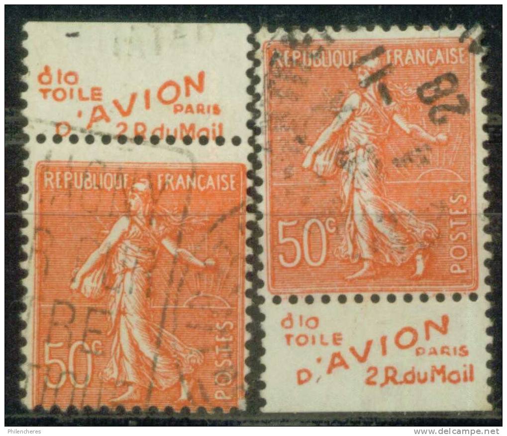 France Bande Publicitaire Par 2 Haut Et Bas "TOILE D´AVION" Oblitérés Types à Définir - Prix De Départ 1,5 Euro - Other & Unclassified