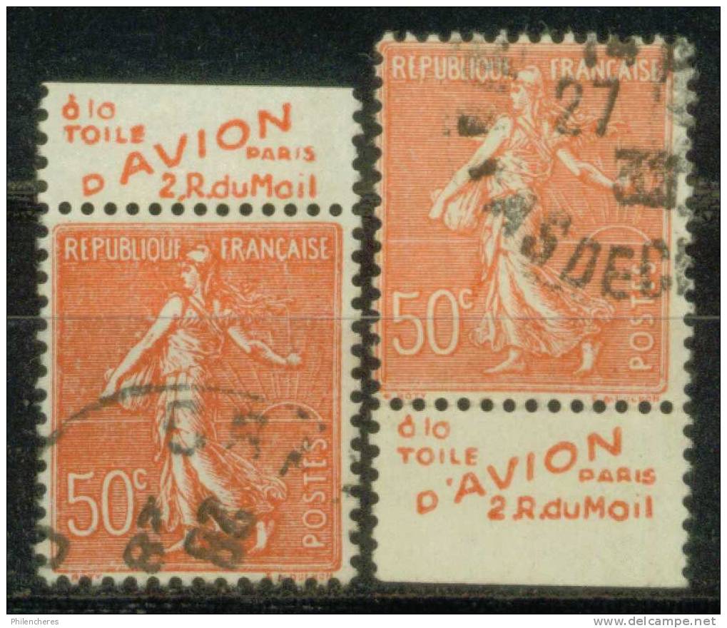 France Bande Publicitaire Par 2 Haut Et Bas "TOILE D´AVION" Oblitérés Types à Définir - Prix De Départ 1,5 Euro - Sonstige & Ohne Zuordnung