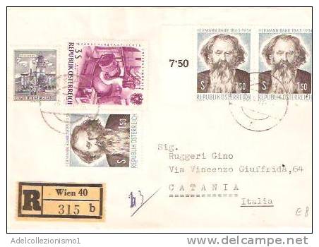 29710)lettera Racc. Con 3x1.50 H.bahr + 3s + 70g Austriaci Da Wien A Catania - Cartas & Documentos