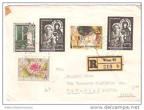 29714)lettera Racc. Con 1.80s+2x1.50s+3s+2.20s Austriaci + Annullo Da Wien A Catania - Covers & Documents