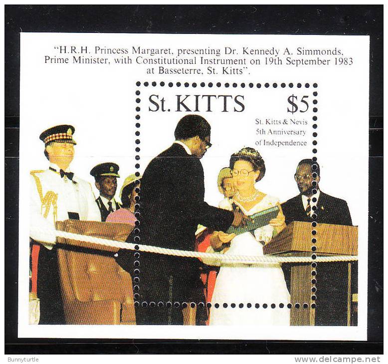 St Kitts 1988 Independence 5th Anniversary Nevis Constitution Order S/S MNH - St.Kitts Und Nevis ( 1983-...)